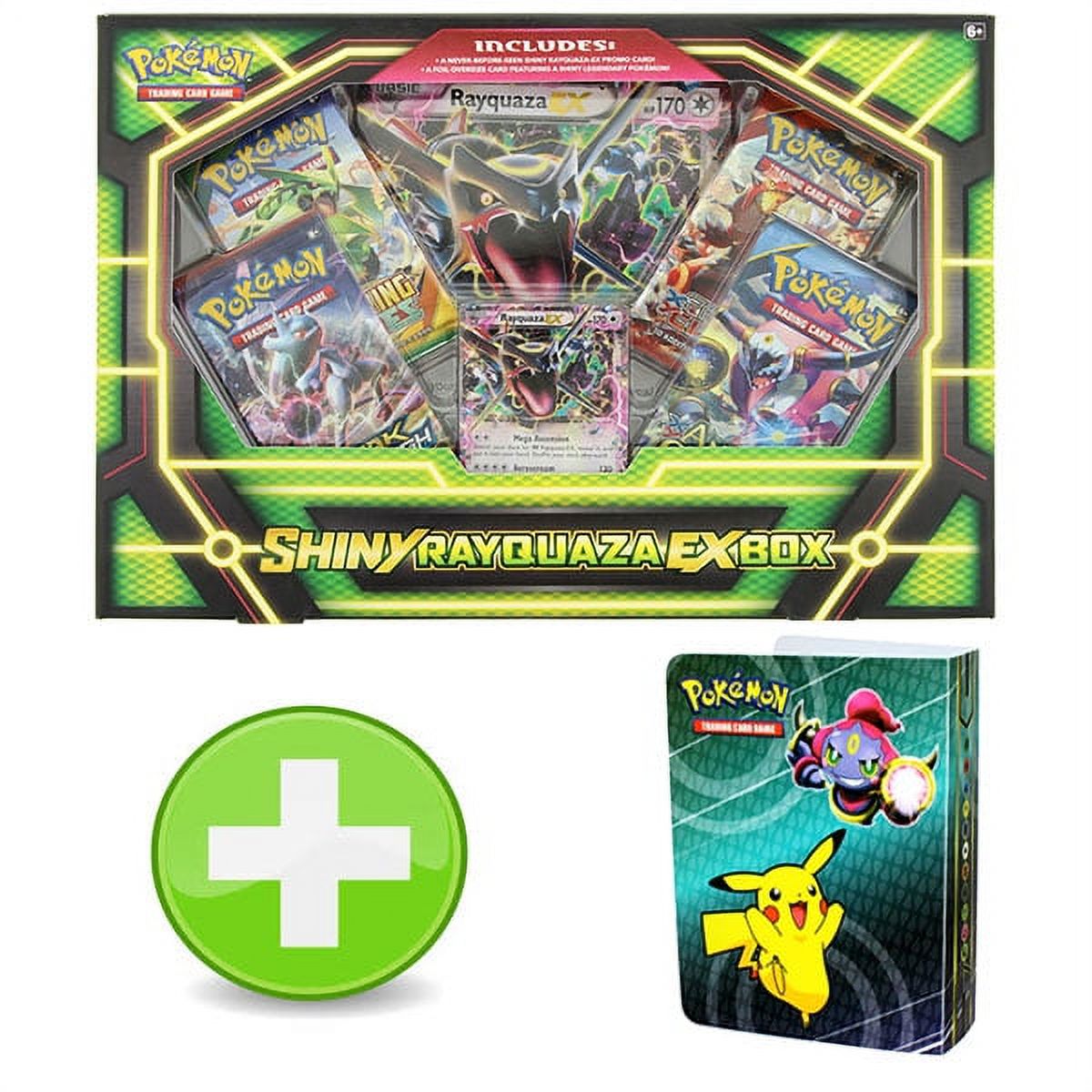 Pokemon Shiny Rayquaza EX Box with 1 Hoopa and Pikachu Mini Binder